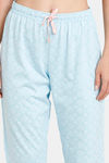 Rosaline Symmetry Knit Cotton Pyjama Set - Crystal Blue — thumbnail 6